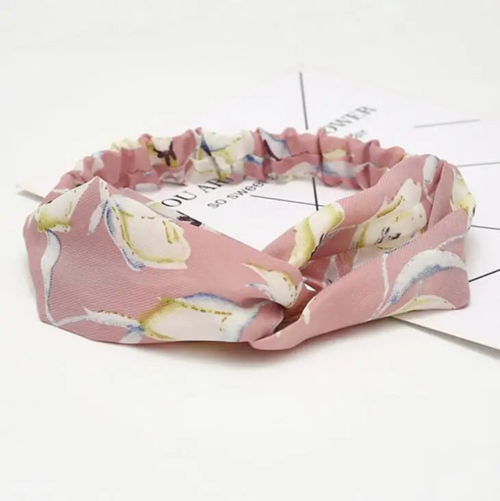Boho Vintage Printed Multi-Color, Patterned Headbands Bandanas: Cross Turban Style Fashion Accessory