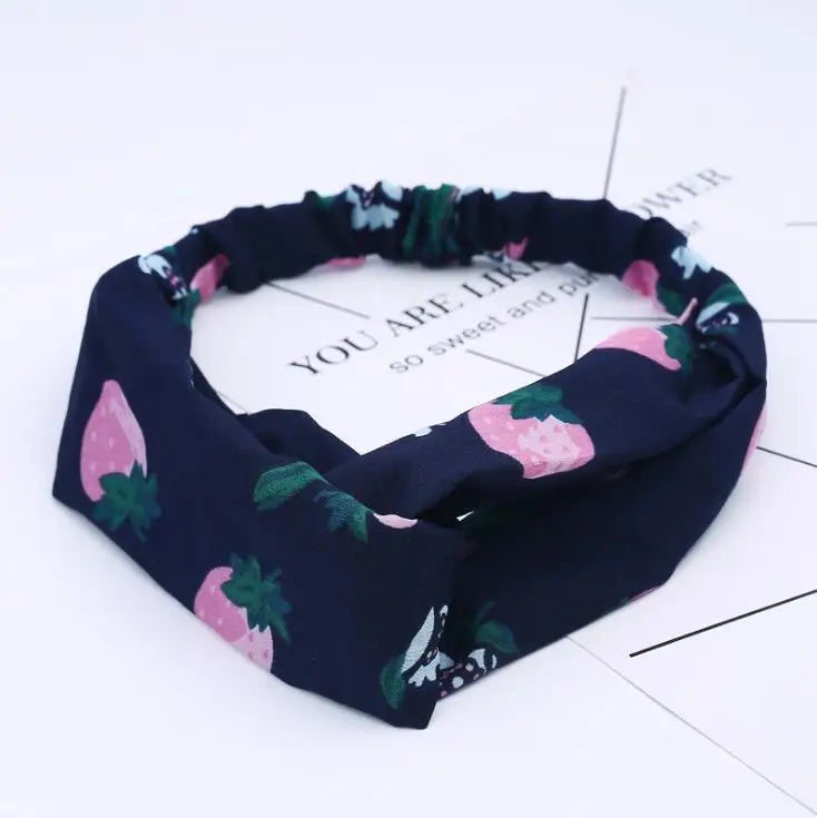 Boho Vintage Printed Multi-Color, Patterned Headbands Bandanas: Cross Turban Style Fashion Accessory