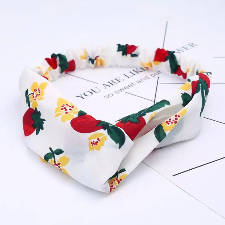 Boho Vintage Printed Multi-Color, Patterned Headbands Bandanas: Cross Turban Style Fashion Accessory