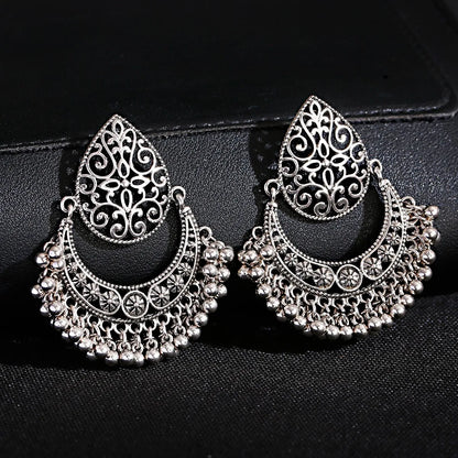 Vintage Afghan Inspired Bohemian Chandbali Jhumka Tear Drop Tribal Tassel Earrings